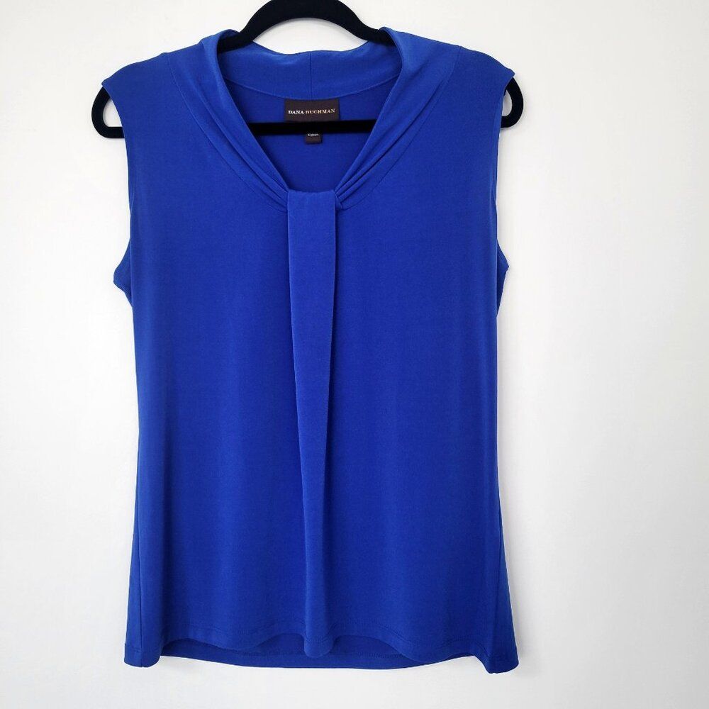 Dana Buchman Cobalt Blue Sleeveless Release Pleat Blouse
